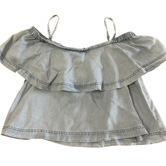 Free People Tops - Free People Chambray Off The Shoulder Crop Top Size S